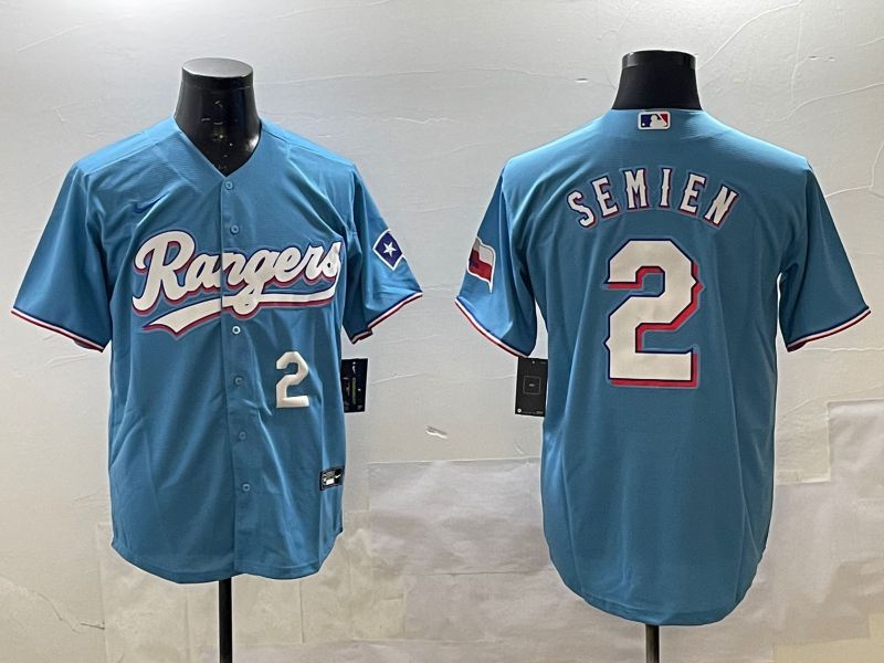 Men Texas Rangers #2 Semien Light Blue Game 2025 Nike MLB Jersey style 5->texas rangers->MLB Jersey